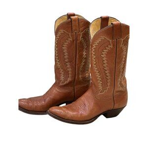 Mens Light Brown Justice Leather Boots Size 10D with Straps with detail